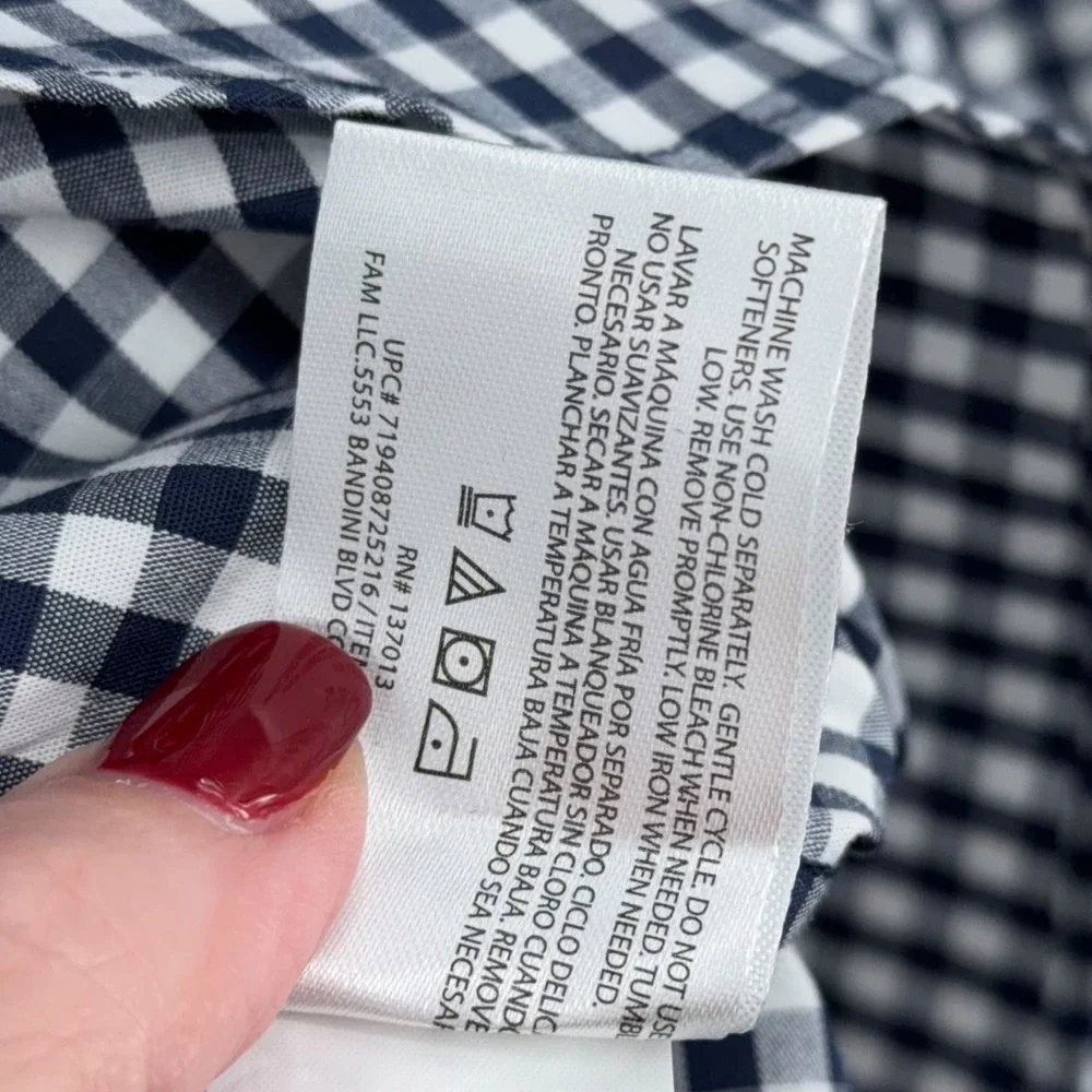 Banana Republic Men's XXL Slim Fit Navy Gingham Long Sleeve Dress‎ Shirt